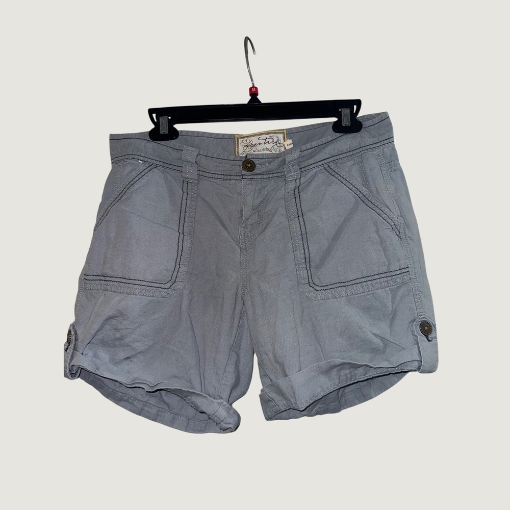 Aventura Grey Blue Organic Cotton Linen Utility Shorts Womens 6 Hiking Outdoor